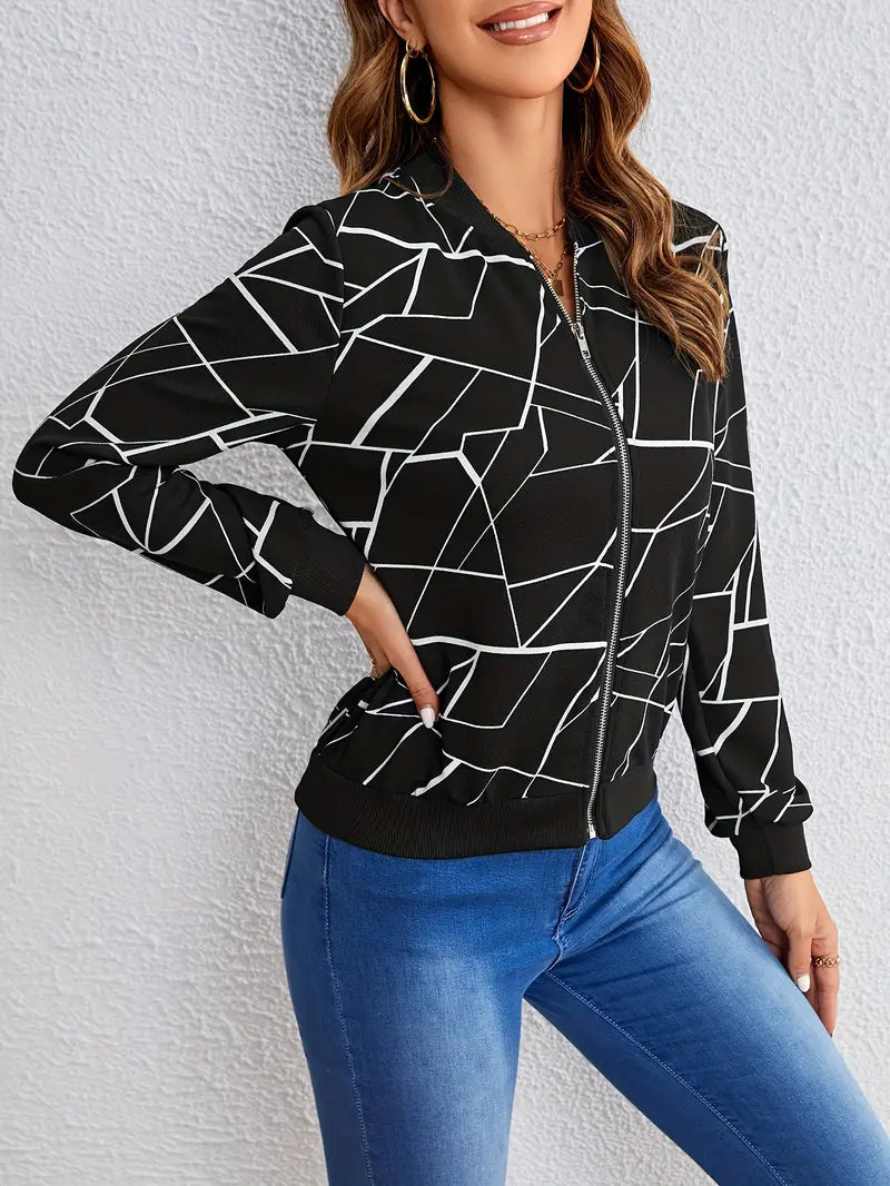 Marssie – Jacke mit Reißverschluss und geometrischem Print auf der Vorderseite