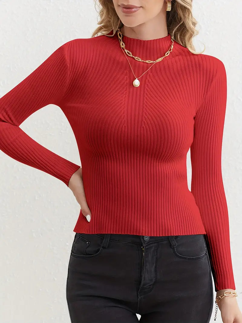 Ada - Effen Slim Pullover mit Mock Neck