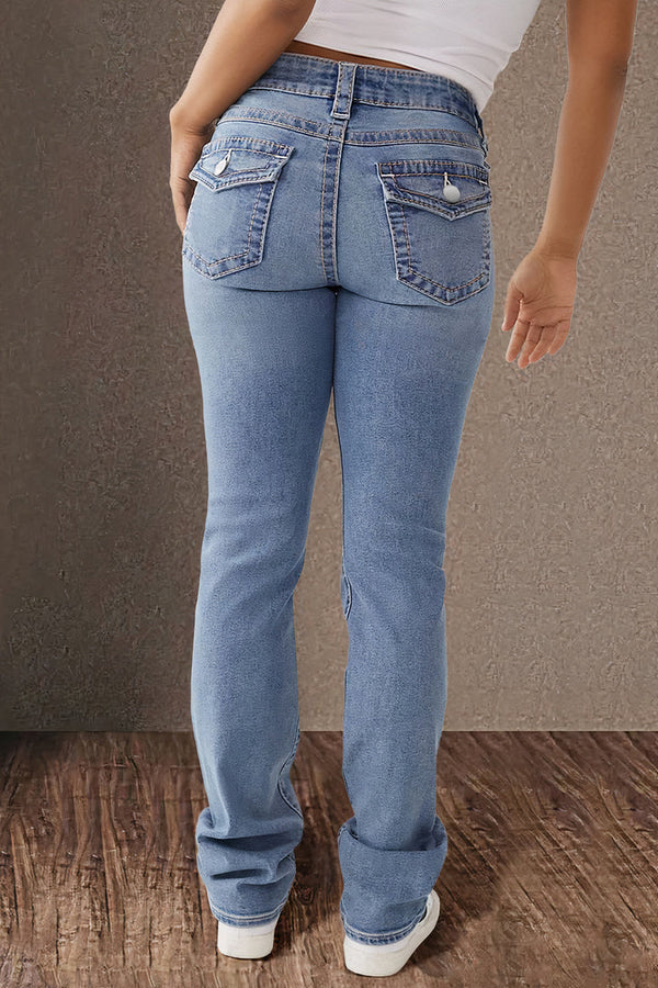 Straight Leg Casual Jeans