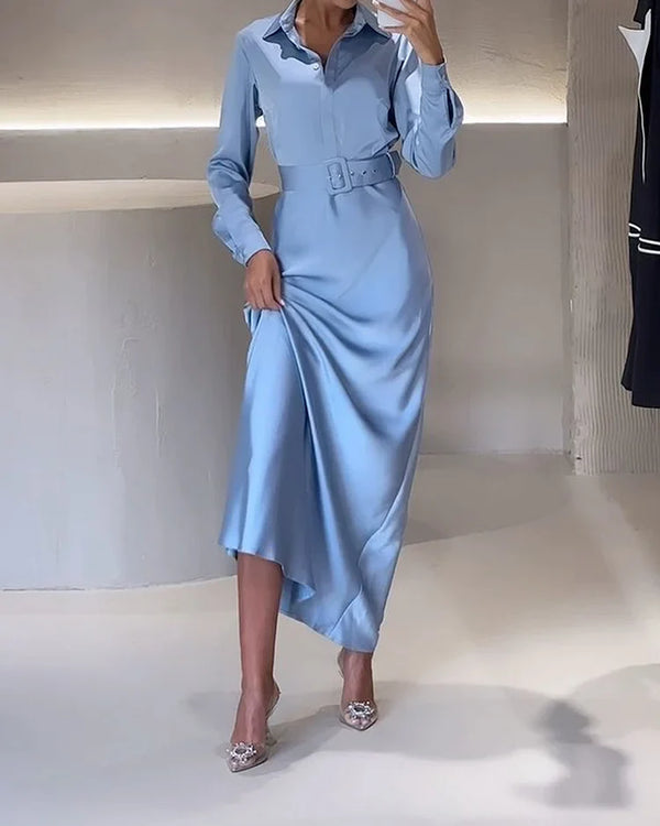 KIMMY Kleid - Langärmliges Kleid mit Gürtel für Stilvolle Damen