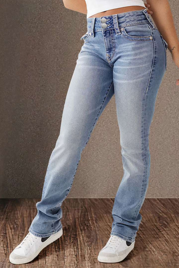 Straight Leg Casual Jeans