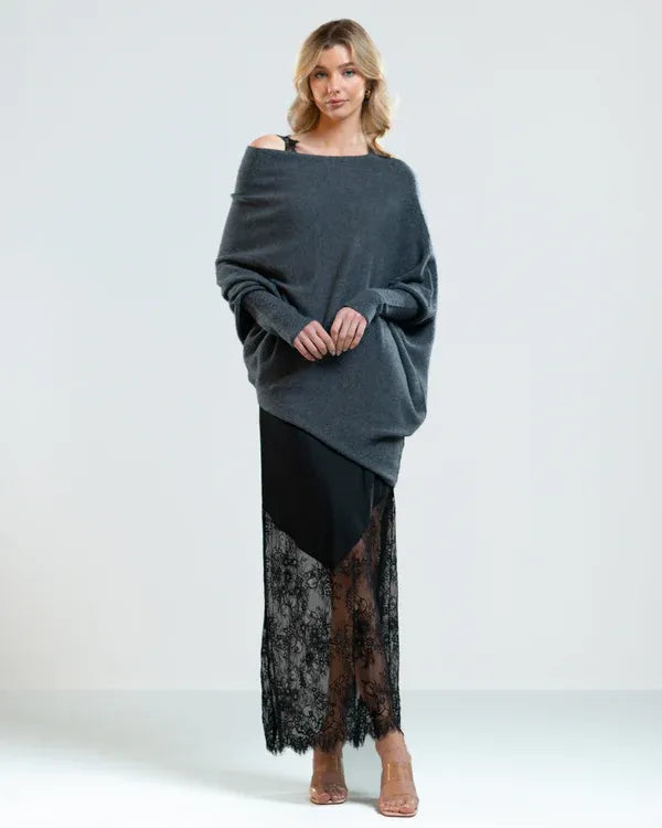 Robijn – Asymmetrische Wolken-Drapierte Pullover