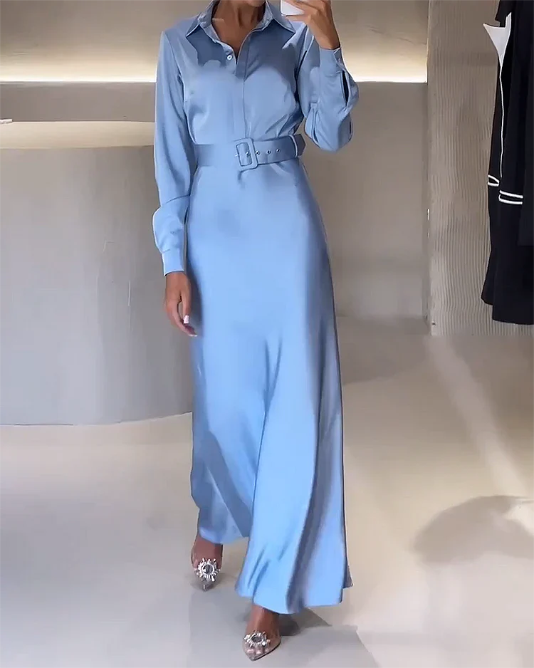 KIMMY Kleid - Langärmliges Kleid mit Gürtel für Stilvolle Damen