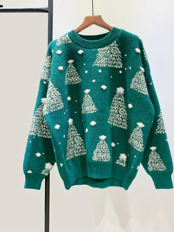 Bea - Pullover mit Weihnachtsbaum-Muster