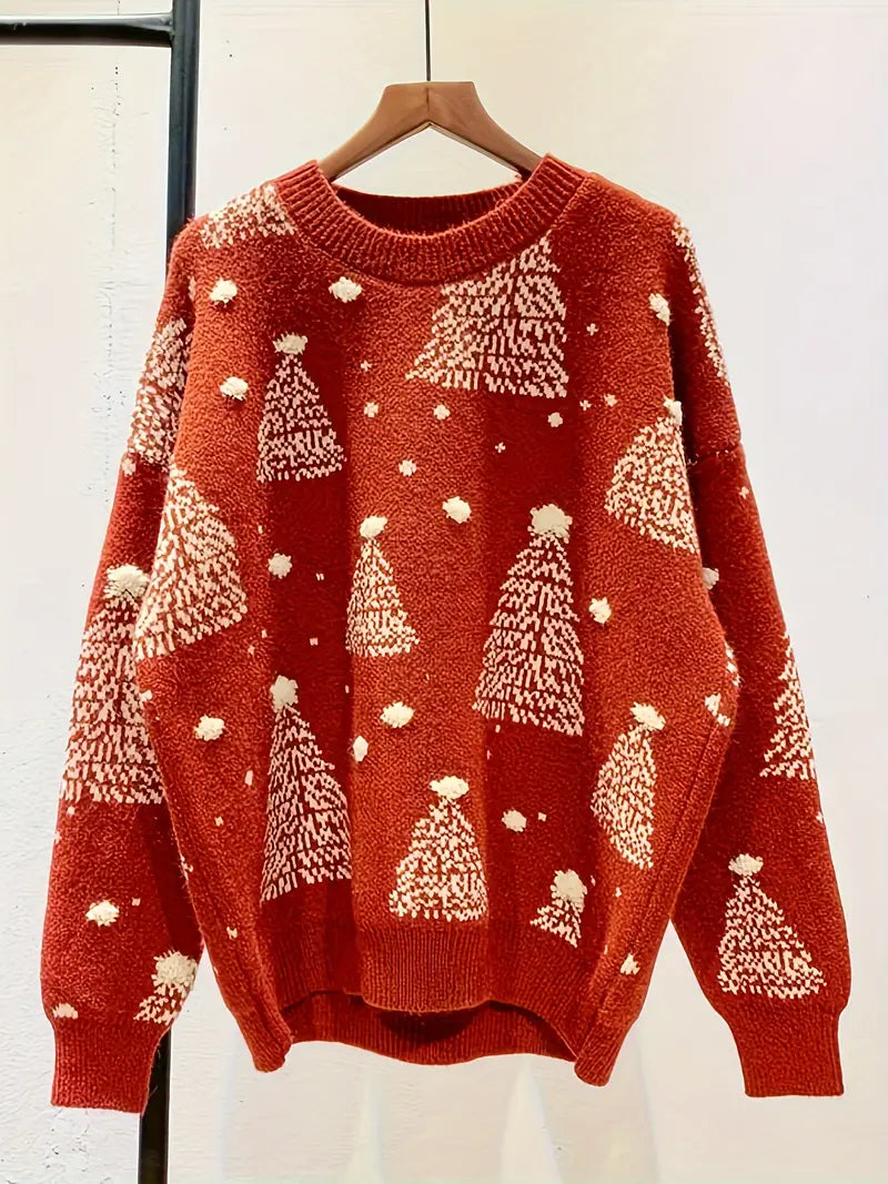 Bea - Pullover mit Weihnachtsbaum-Muster