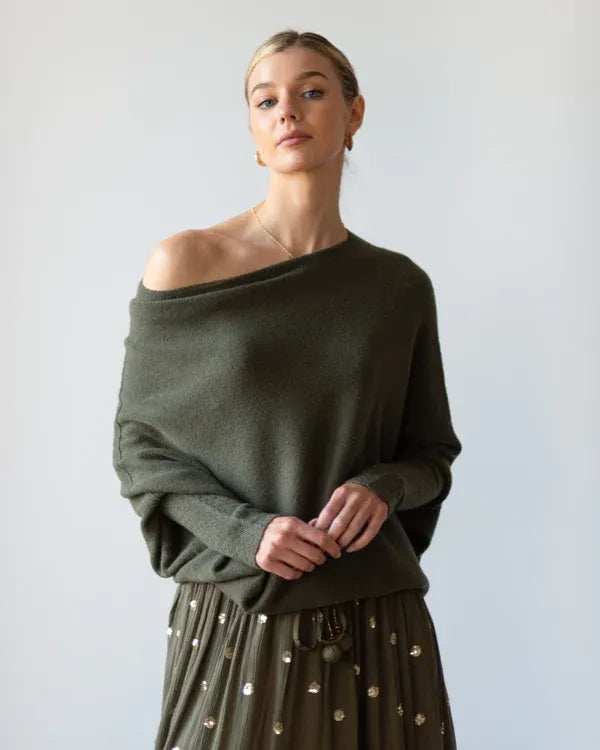 Robijn – Asymmetrische Wolken-Drapierte Pullover