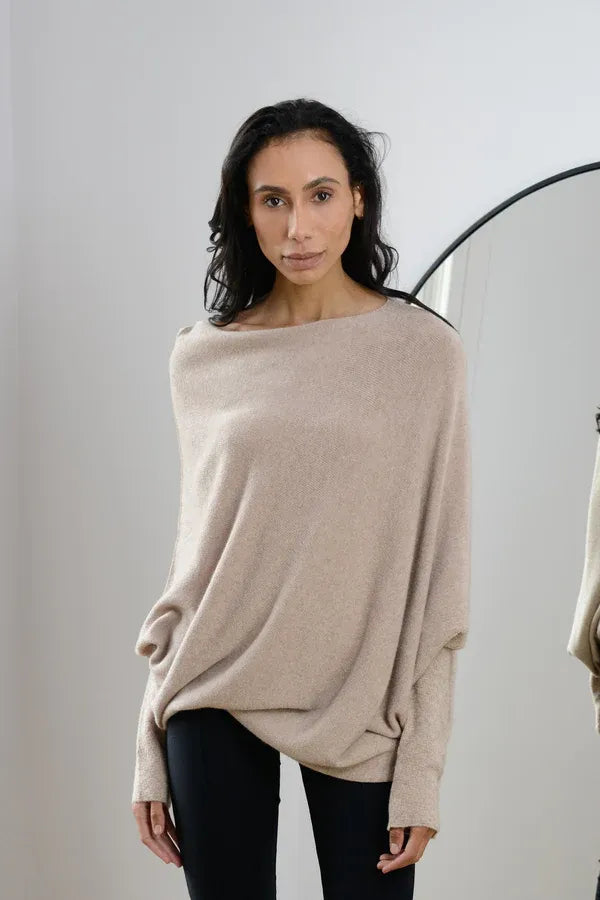 Robijn – Asymmetrische Wolken-Drapierte Pullover