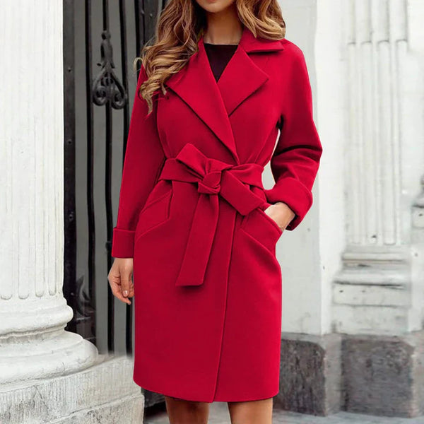 Karina - Langer Trenchcoat Wintermantel mit Knopfsystem