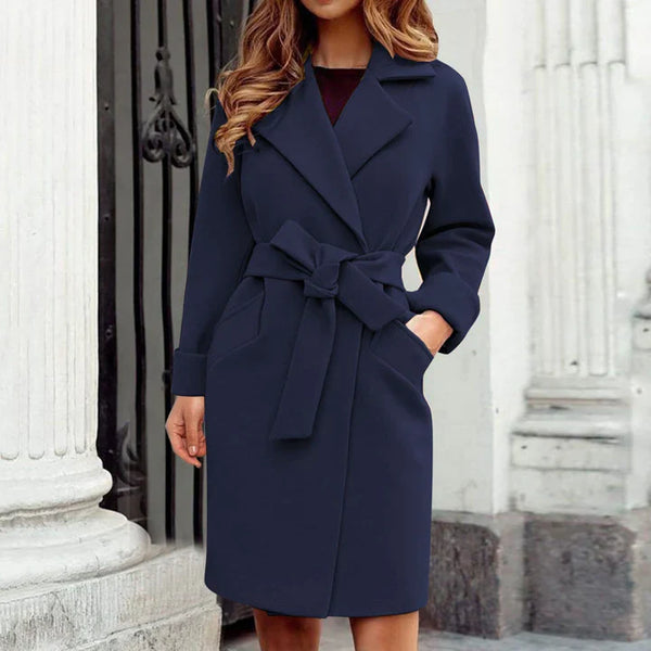 Karina - Langer Trenchcoat Wintermantel mit Knopfsystem