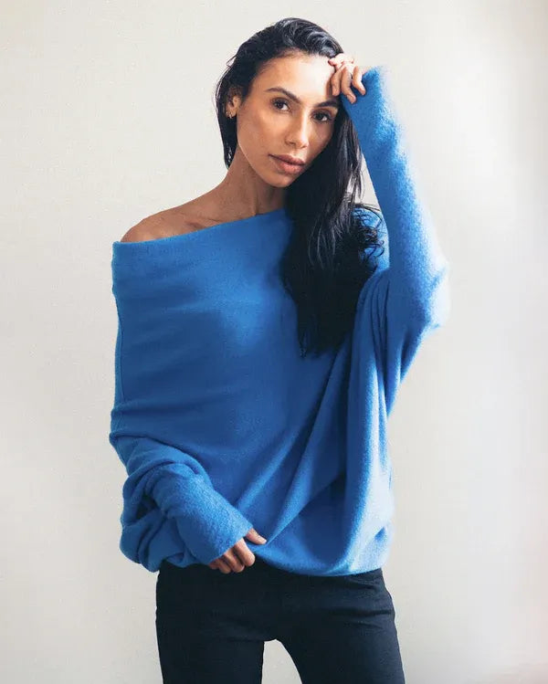 Robijn – Asymmetrische Wolken-Drapierte Pullover