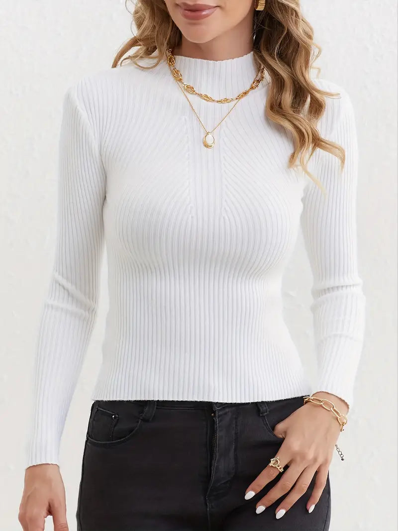 Ada - Effen Slim Pullover mit Mock Neck