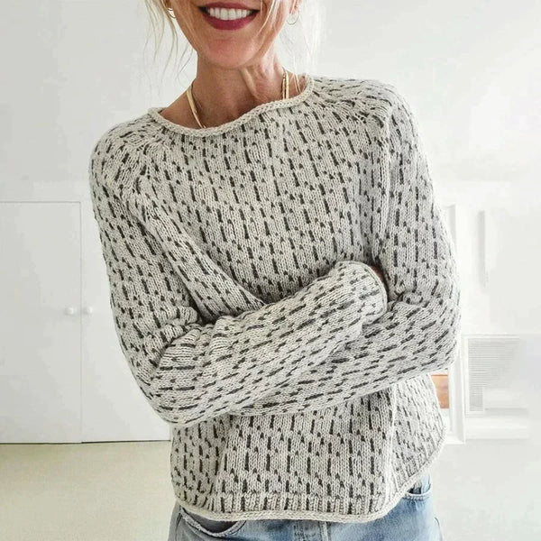 Otilia - Eleganter grauer Pullover mit U-Boot-Ausschnitt