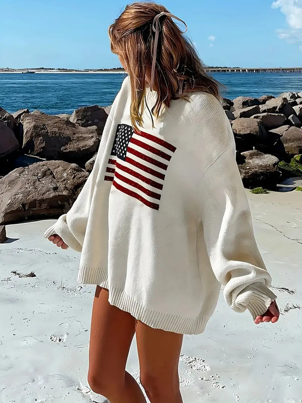 Skye – Pullover mit Crew-Hals und amerikanischem Flaggenmuster