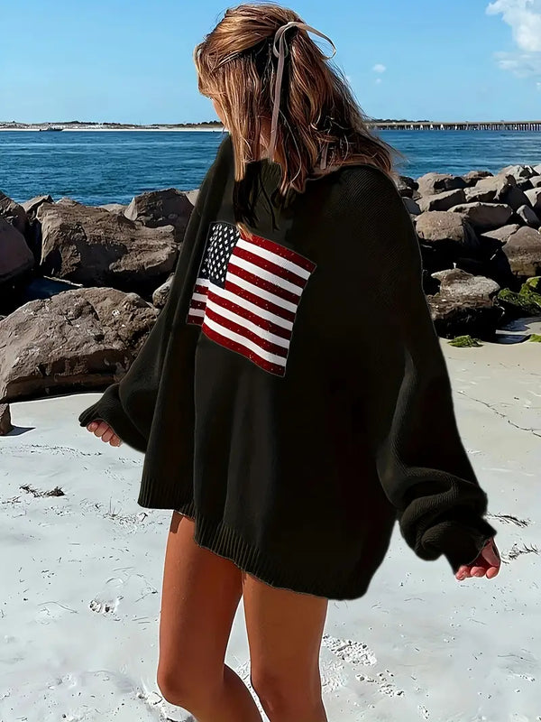 Skye – Pullover mit Crew-Hals und amerikanischem Flaggenmuster