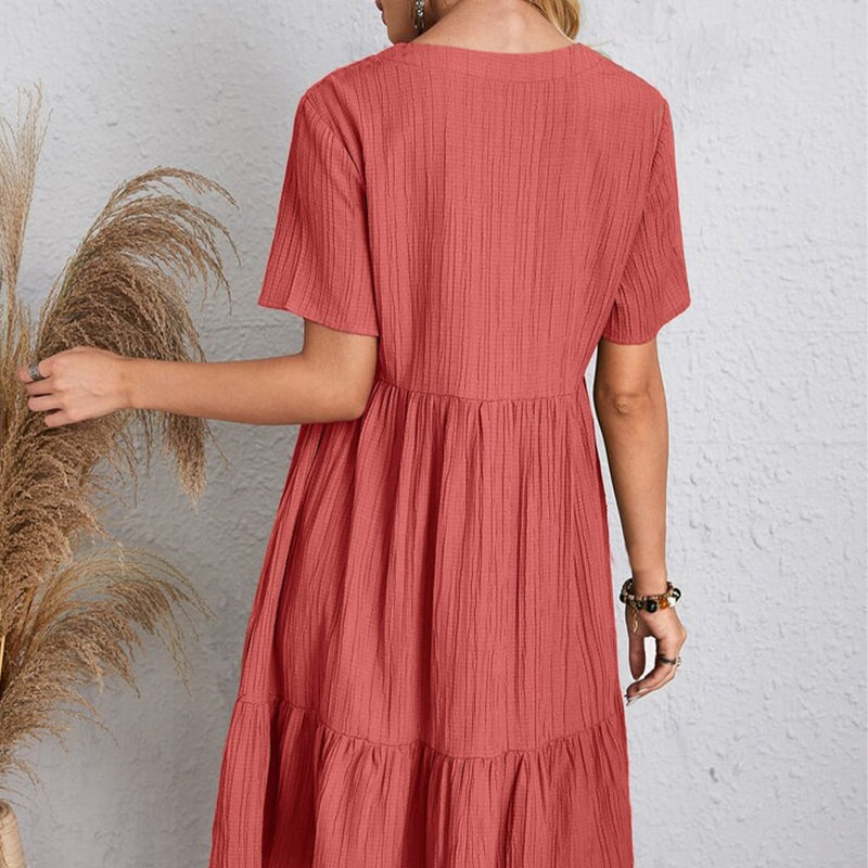 Lisanne - Retro-Kleid mit V-Ausschnitt und lockerem Schnitt