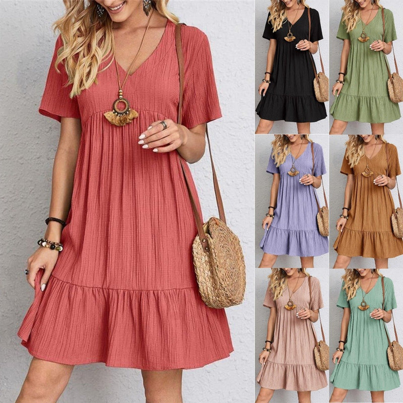 Lisanne - Retro-Kleid mit V-Ausschnitt und lockerem Schnitt